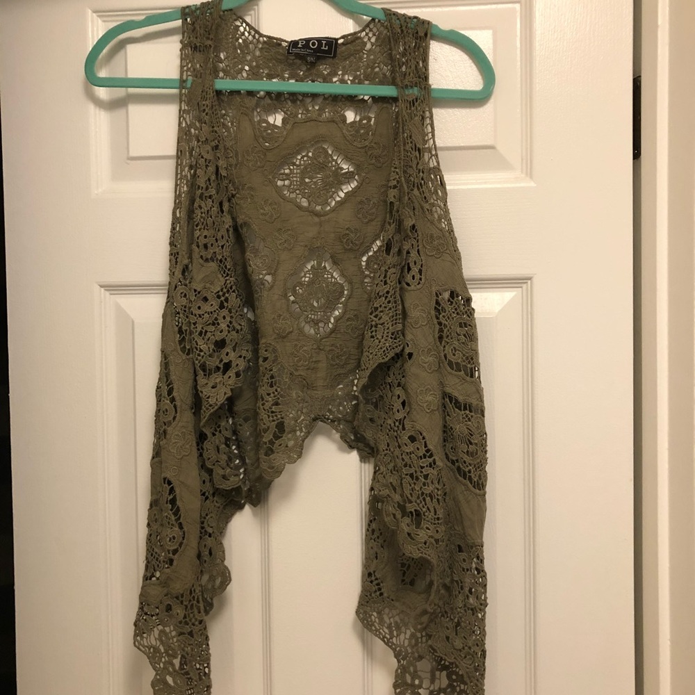 Olive Crochet Vest